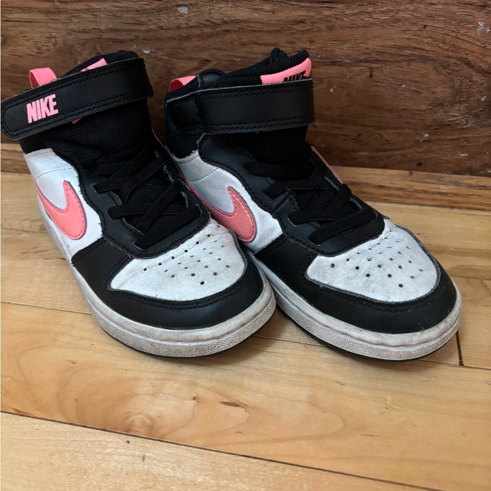Nike Court Borough Mid 2 - Kids Black and Pink Sneakers